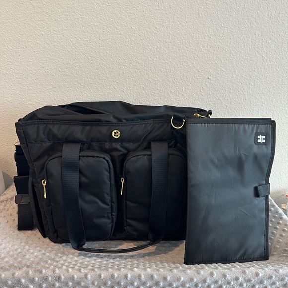 NEW! Huggies Diaper Backpack, Black Quilted gold hardware - Picture 6 of 8